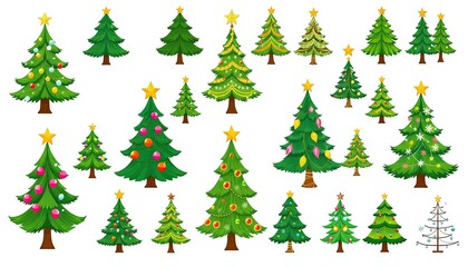 Obraz premium set of christmas trees isolated on white background