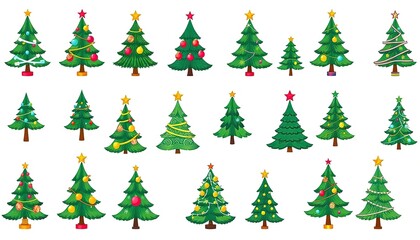 Obraz premium set of christmas trees isolated on white background