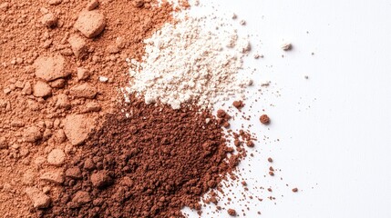 A pile of different colored powders, including brown and white
