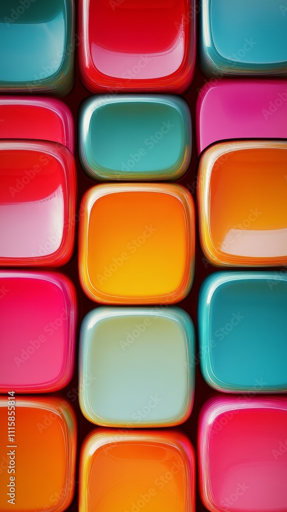 Poster colorful abstract pattern with glossy 3d squares, vibrant design concept