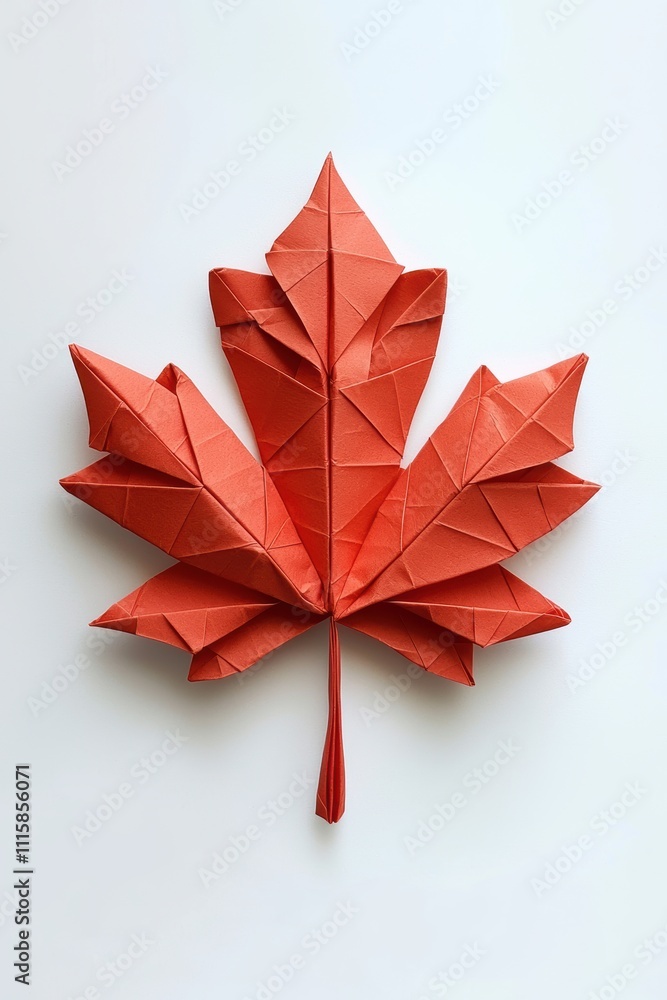 Aufkleber a red paper leaf with a triangular shape