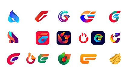 set of colorful symbols. set design logo
