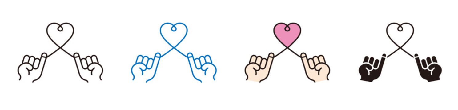 運命の赤い糸のアイコン。マッチングアプリや恋愛に関するイラスト。