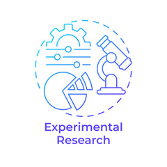 Naklejka premium Experimental research blue gradient concept icon. Laboratory equipment. Education, technology. Round shape line illustration. Abstract idea. Graphic design. Easy to use in infographic, presentation
