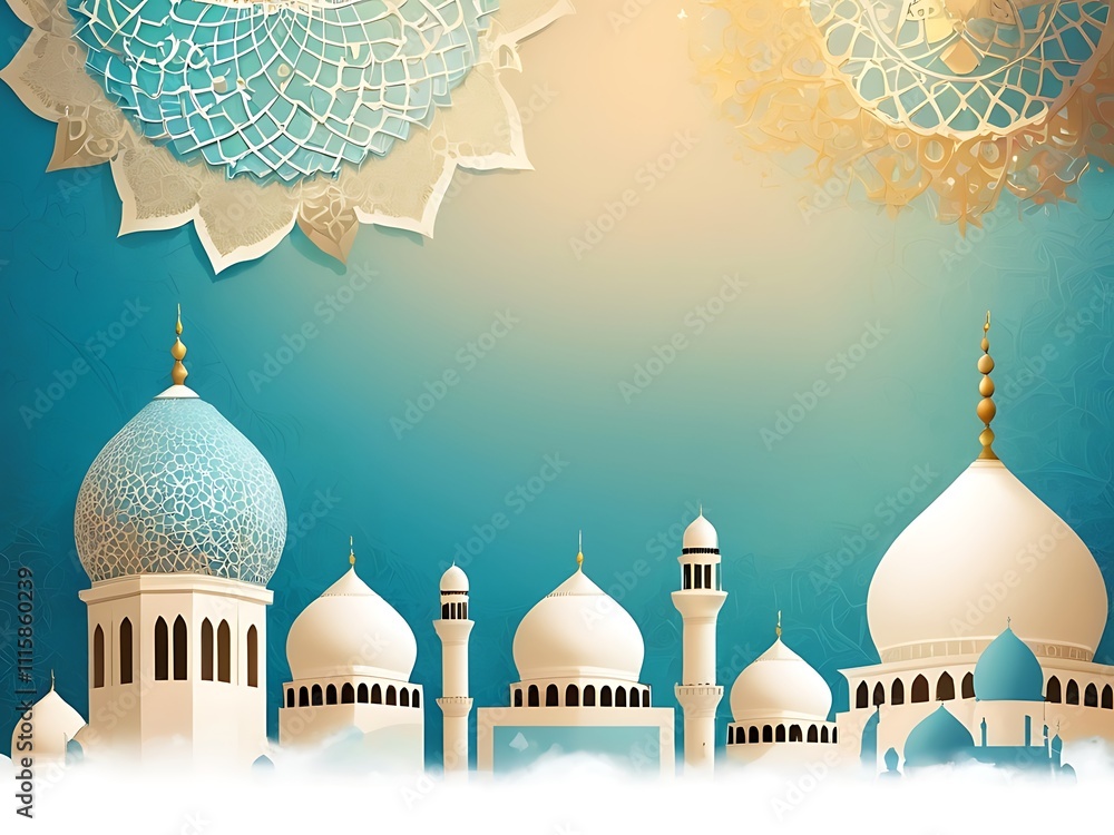 Poster elegant mosque architecture artistic render design