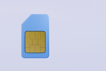 3d SIM Card with circuit microchips icon. Mobile phone cellular SIM card, Communication technology, electronic sim card chip concept. Minimal eSIM 4G, 5G isolated on transparent background. 3d render.