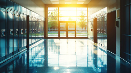 Empty school hallway, a silent testament to the passage of time and the fleeting nature of youth, where memories of laughter and learning linger in the air, waiting to be rediscovered.