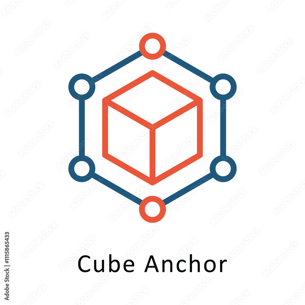 Poster cube anchor vector two colors icon. eps file 10