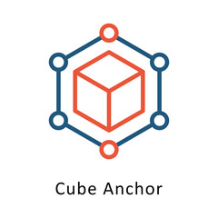 Cube Anchor  Vector two Colors Icon. Eps file 10