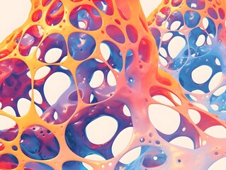 Energetic Abstract Composition Inspired by Human Body Systems in Bold Vibrant Colors