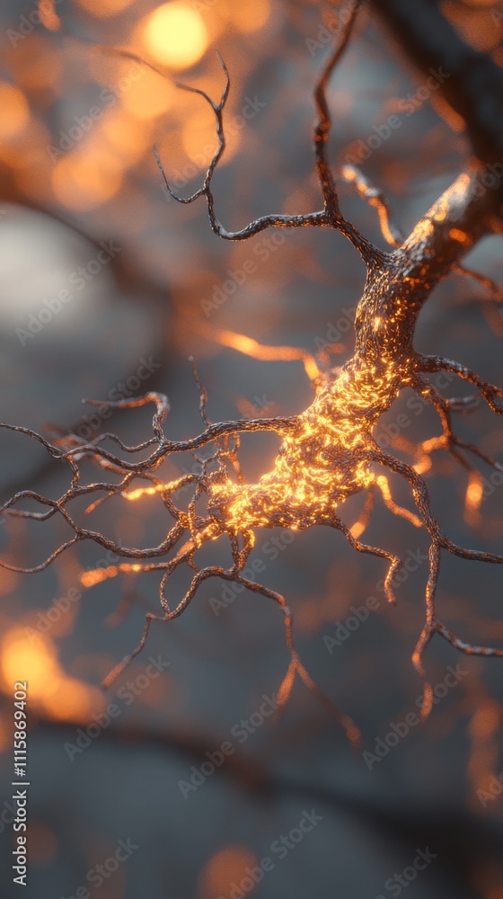 Poster glowing neural network concept with abstract lighting