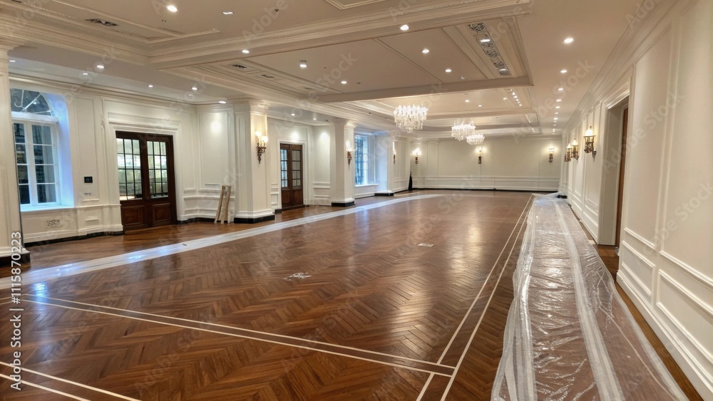 Poster a wideopen space with elegant brown floors painted with a sleek finish carefully guarded by a smooth