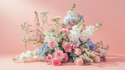 Obraz premium A Pastel Bouquet of Various Spring Flowers