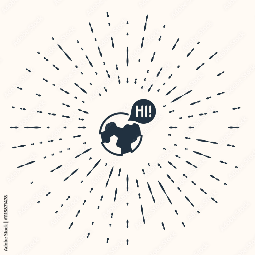 Poster grey learning foreign languages icon isolated on beige background. translation, language interpreter