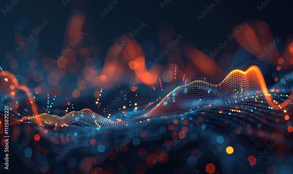Poster abstract digital waveform data visualization