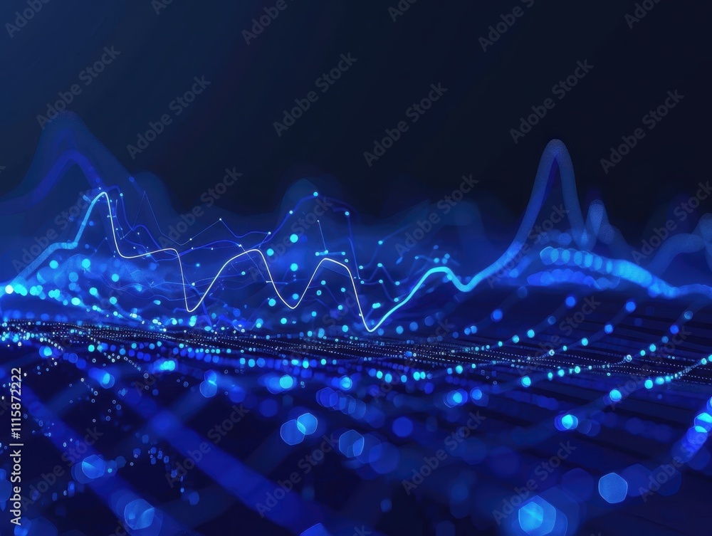 Poster abstract blue data visualization waveform graphic
