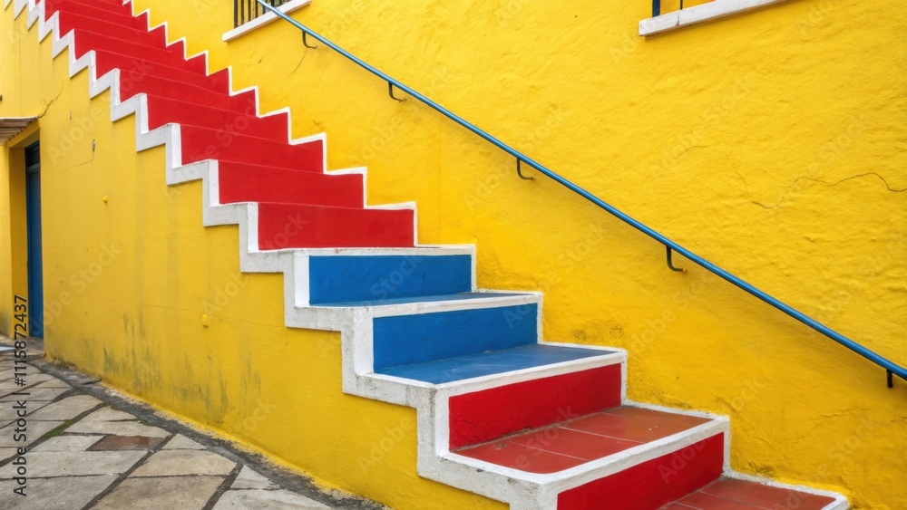 Poster a vibrant display of bold primarycolor paint swatches taped in a staggered pattern to a sunny yellow