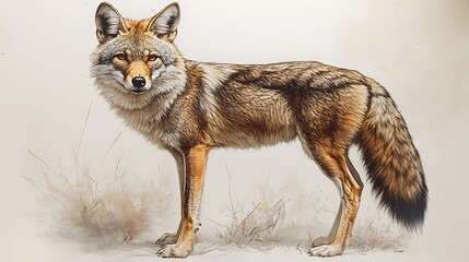 Obraz premium Dynamic jackal running pencil sketch wallpaper pictures