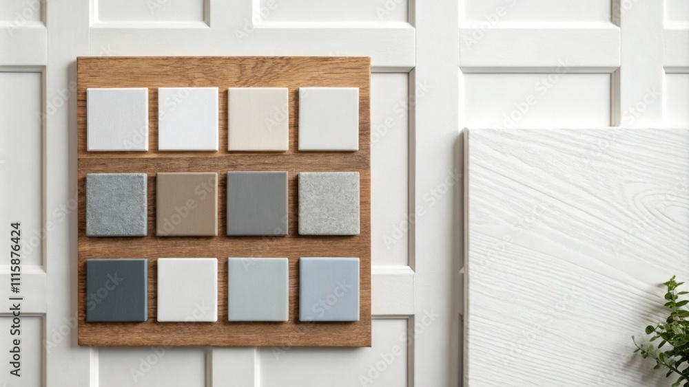 Aufkleber a sophisticated layout of various paint swatches in shades of warm and cool grays complemented by a 