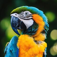 Fototapeta premium Tropical Wildlife Vibrant Parrot Colors Blue Yellow Exotic Bird Beauty Image