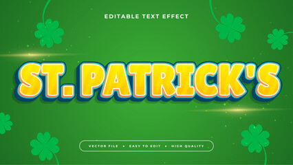 Green yellow and blue st patricks 3d editable text effect - font style