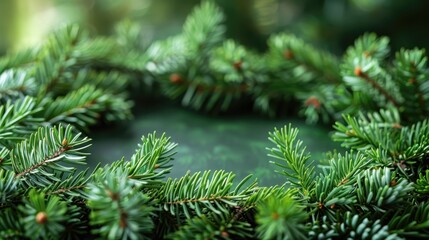 Lush Green Fir Branches Frame a Natural Scene