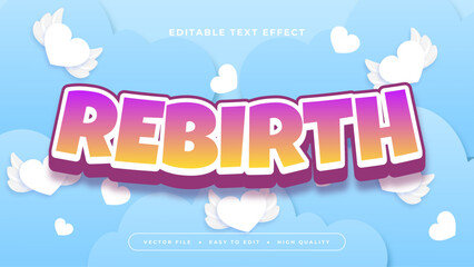 Blue purple violet and white rebirth 3d editable text effect - font style