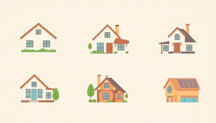 set of houses icons