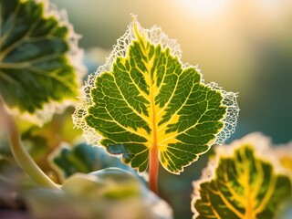 Illuminated Variegated Leaf Detailed Veins and Edges