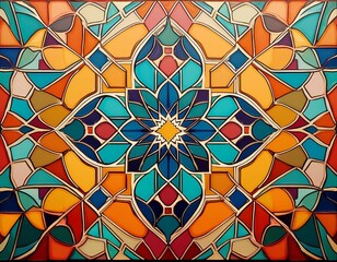 colorful geometric islamic tile mosaic