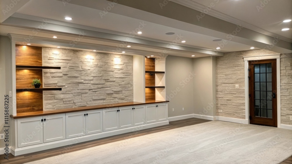 Aufkleber a blank wall presents a clean slate in a trending openconcept area eagerly awaiting the stylish addi