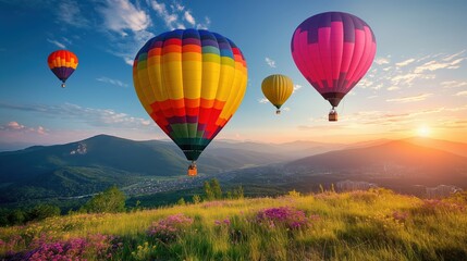 Obraz premium Hot air balloon flight. Hot air balloon festival.