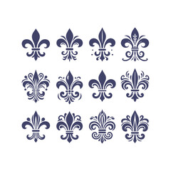 Set of Fleur-de-lis Symbols Collection Vector Design Illustration