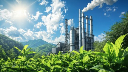 Obraz premium Sustainable Energy Production in a Lush, Natural Environment