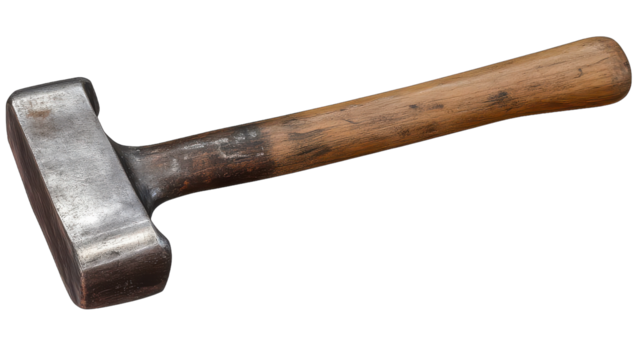 A rustic hammer resting on a wooden surface, ready for creative craftsmanship at midday