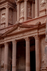 the treasury of historic city in Petra Jordan at early morning before the tourists