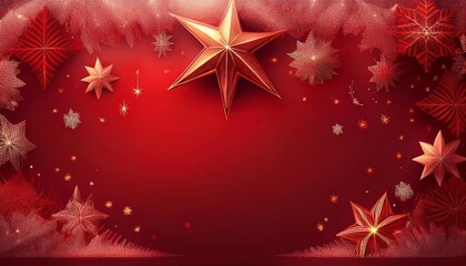 red christmas background with star and snowflakes