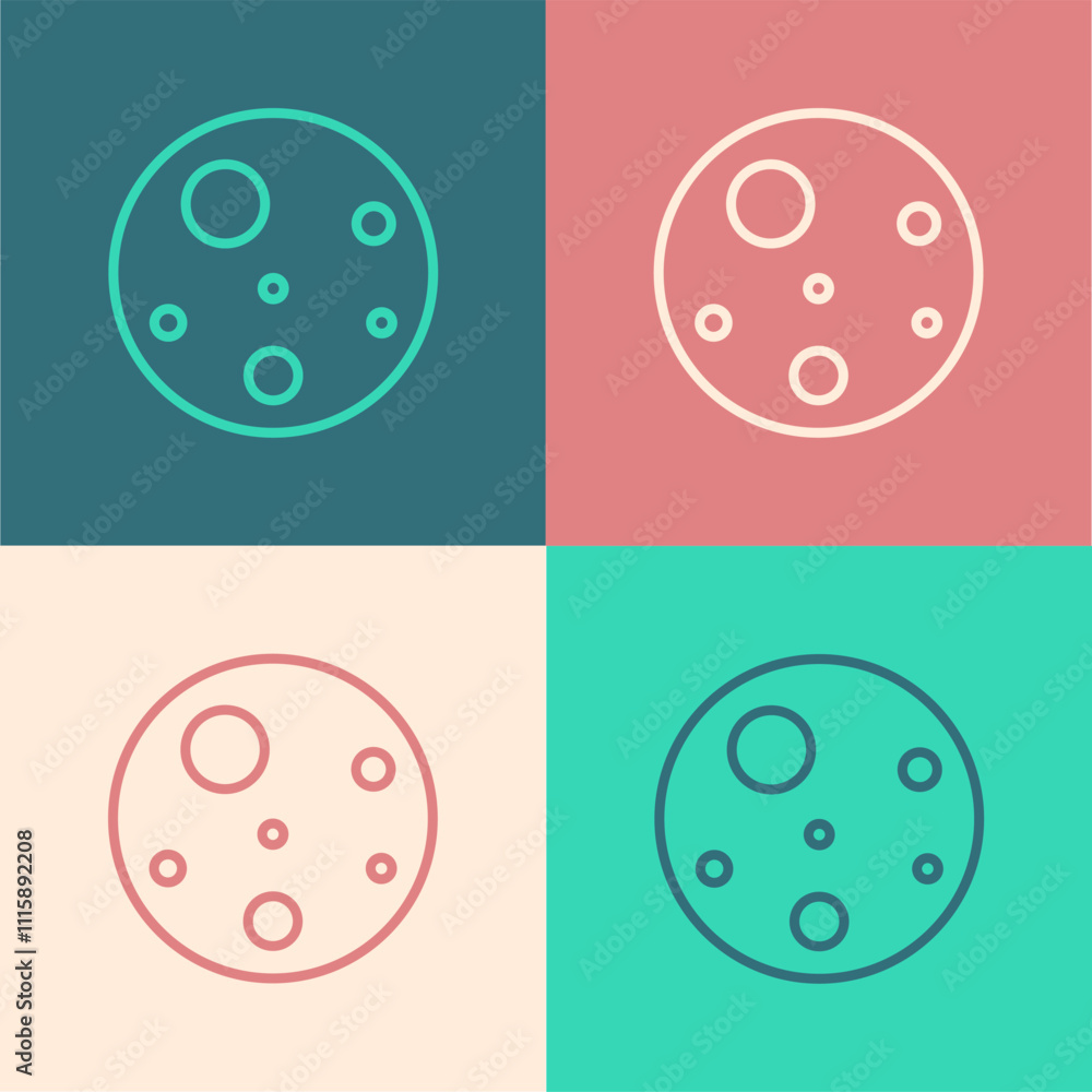 Poster pop art line planet mars icon isolated on color background. vector