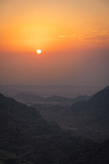 Obraz premium Desert red rocks of the wadi rum in jordan at sunset