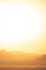 Desert red rocks of the wadi rum in jordan at sunset