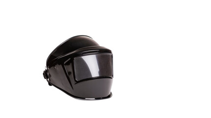 Fototapeta premium Black Welding Helmet Isolated on White Background for Safety Use
