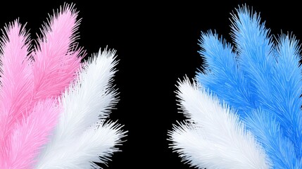 Obraz premium Pastel Pink White Blue Feathers Soft Abstract Background