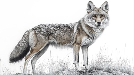 Obraz premium Elegant hand drawn dingo animal pencil sketch images