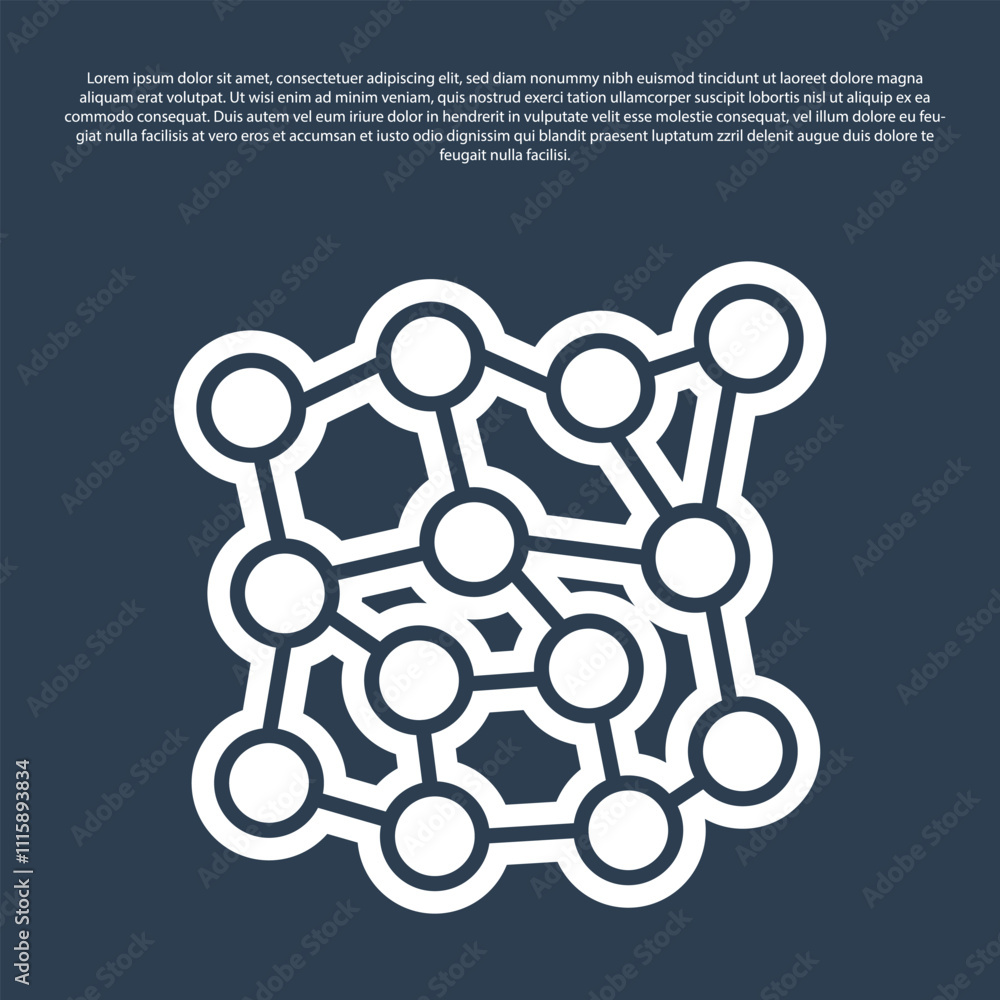 Poster blue line neural network icon isolated on blue background. artificial intelligence ai. vector