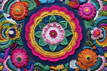 Ethnic Mandala With Colorful Ornament. Bright Colors. Isolated.
