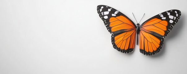 Obraz premium Vibrant Monarch Butterfly on a Clean White Background