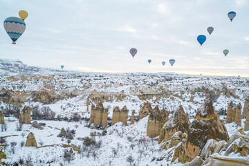 With fairy chimneys and pillars, river valleys, and cliffs, the region is certainly a magnificent sight to behold from the hot air balloon at Cappadocia, Turkey