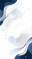 Fototapeta premium a report cover design featuring a white background complemented by elegant blue dotted wave patterns. The color scheme primarily includes light gray and deep navy blue, creating a modern aesthetic th