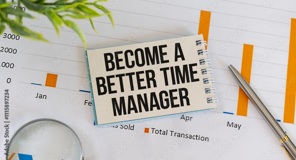Poster holding a card with text become a better time manager, business concept image with soft focus backgr