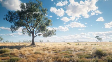 Obraz premium Stunning Ultra HD Image of a Lone Tree in Western Australia, Perfect for Landscape and Nature Illustrations